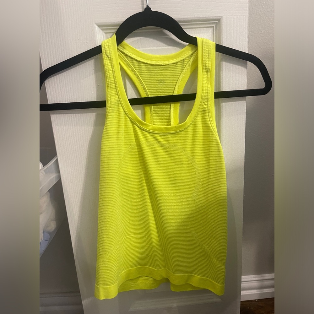 Lululemon highlighter yellow race length swiftly tank size 2